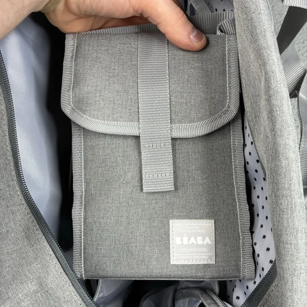 BEABA Sac à Langer Genève Diaper Bag 23L Gray Shoulder Baby Changing Bag NWT